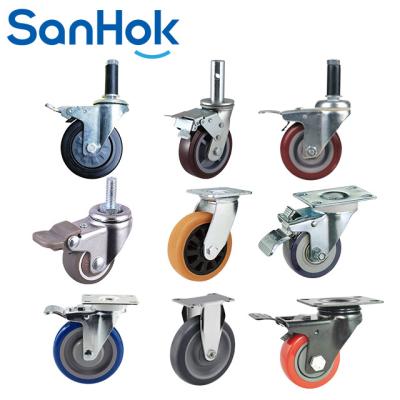 China Rigid Industrial Rubber Universal Wheel Caster Wheel Rotating Swivel For Backing for sale