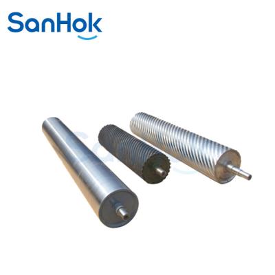 China Long Service Life 201/304 Stainless Steel Chrome Plated Heavy Industrial Belt Conveyor Knurling Roller With Housing Bearing for sale