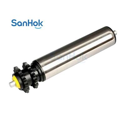 China Low Noise Accumulation Sprocket Conveyor Roller With SUS 201 Or SUS 304 Tube With Steel Shaft Made By Sanhok for sale