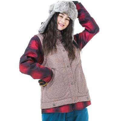 China Waterproof And Warm Breathable One Piece Ski Jacket With Red Plaid For Women Ski Suit OEM for sale