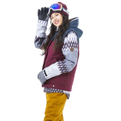 China Breathable Wholesale Custom Plaid Printed Red Suit Women's Ski Vest Ski Jacket OEM for sale