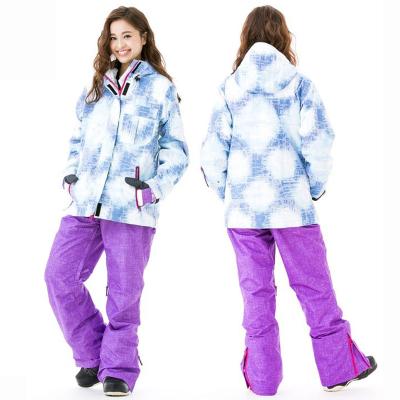 China White Printed Women's Ski Jacket High Quality Breathable Women's Ski Suit OEM for sale