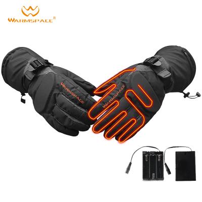 China WARMSPACE Polyamide/Polyester Rechargeable Battery Heated Electric Motorcycle Warm Black Ski Winter Safety Heated Gloves for sale