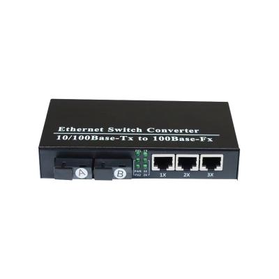 China FTTH and 3E2F Network 3E2F Fiber Optic Media Transceiver SC 3 RJ45 20KM and 2 10/100M Fiber Optic Transceiver for sale