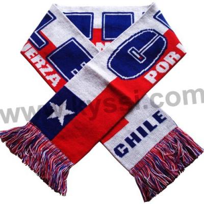 China Copa America Chile National Flag Two Sides Knitted Jacquard Football Scarf for sale