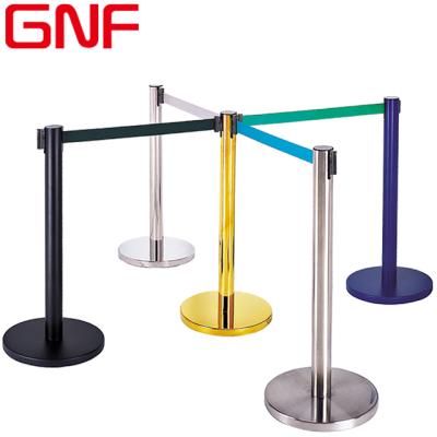 China Outdoor Crowd Control Queue Barrier GNF Metal Traffic Barrier Handrail Bracket Pole With Retractable Belt for sale