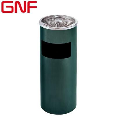 China GNF Sustainable Commercial Ground Round Stainless Steel Trash Can With Ashtray For Indoor Lobby for sale