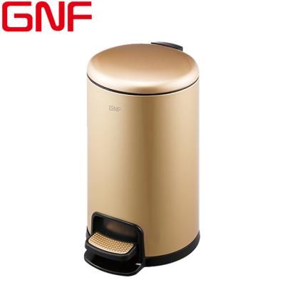 China New Design Sustainable 12L Fingerprint Heavy Duty Round GNF Pedal Trash Can for sale