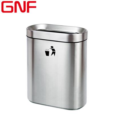 China GNF 2 Compartment Stainless Steel Garbage Bins Sustainable Recycling Indoor Outdoor Trash Can for sale