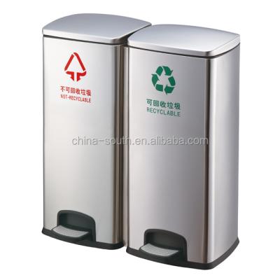 China Sustainable Stainless Steel And Plastic Amusement Park Pedal Trash Can for sale