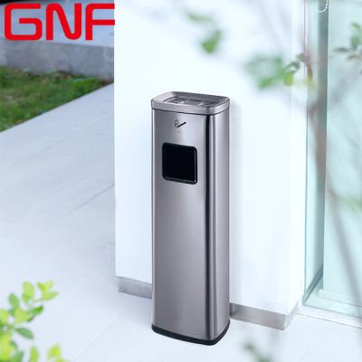 China GNF Stainless Steel Stainless Steel Ashtray Trash Can Hotel Lobby Stand Ashtray Garbage Can Custom Logo for sale