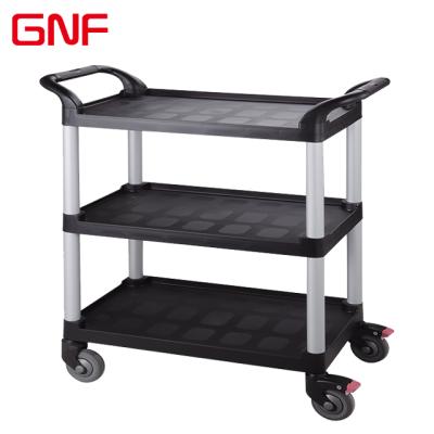 China GNF restaurant 3 layers restaurant food cart service cart mobile cleaning cart with wheels for sale