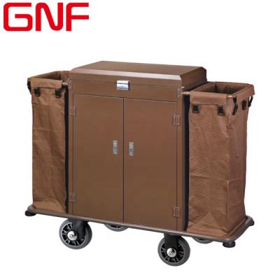 China Eco-friendly GNF Iron Hotel Housekeeping Trolley Room Trolley Cleaning Trolley Powder coatting Service Trolley for sale