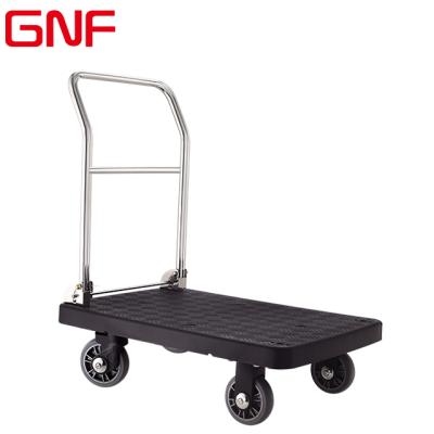 China GNF High Quality Plastic Hand Cart Heavy Duty Foldable Plastic Trolley Foldable Platform Hand Cart for sale