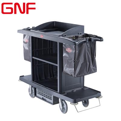 China Indoor Places Plastic GNF Hotel Housekeeping Trolley Trolley Household Maid Trolley for sale