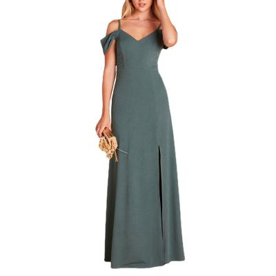 China Anti-Wrinkle Best Sellers Knitting Mermaid Evening Dresses Spaghetti Straps Off The Shoulder Long Sleeves Bridesmaid Dress Side Split Party Dresses for sale