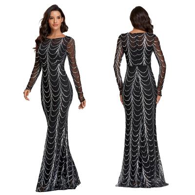 China 2022 Breathable Sequin Party Prom Dress High Quality Fashion Mermaid Dress Long Women's Sequin Evening Dress for sale