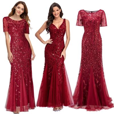 China 2022 Viable New Custom Made Sexy Sleeveless V-Neck Mermaid Dress Plus Sequin Party Prom Dress Elegant Bridal Mother Evening Dress for sale