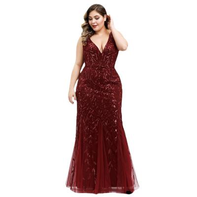 China Women's Breathable Sequins Plus Long Sleeveless Elegant Embroidery Fashion Wedding Dress Party Holiday Evening Dress for sale