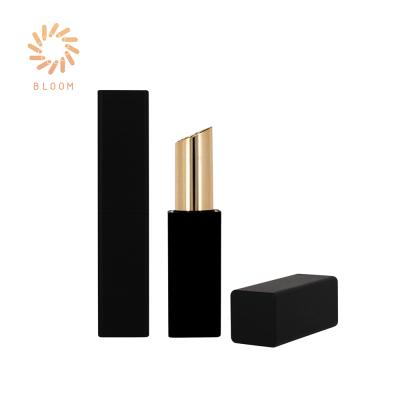 China Matte Black Square Empty Custom Flower High Quality Cosmetic Packaging Classic Magnetic Lipstick Tube for sale