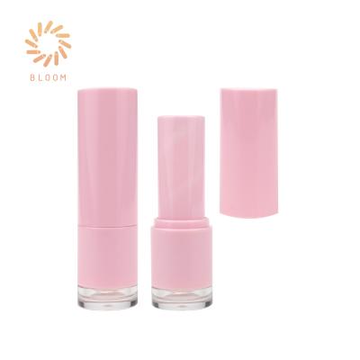 China Flower Transparent Bottom Cosmetic Packaging Custom Empty Transparent Bottom Round Pink Private Label Lipstick Tube for sale