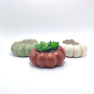 China Modern Halloween wholesale multifunctional tabletop ceramic pumpkin home decoration flowerpot for sale