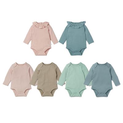 China Regular Newborn Long Sleeve Baby Girls and Boys Romper Baby Rompers Sets Sruffle Romper for sale