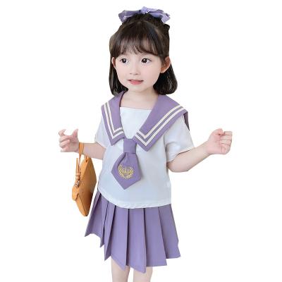 China New Summer Children's Dress Baby College Style Preppy Skirt Children's Two-piece Suits Girls Style Suits for sale