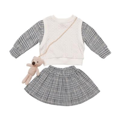 China Sweet Girls Dress Up Suits Spring Cute Autumn Houndstooth Kids Skirt Suit Baby Vest Two-Piece Suits for sale