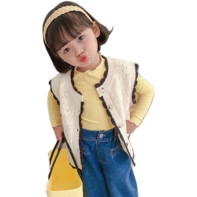 China Autumn new children's vest hollow cardigan anti-shrink knit pattern children's jacquard children's sweater vests for sale