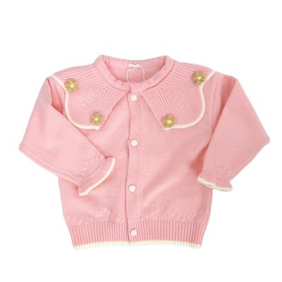 China Wholesale Anti-shrink Clothing Autumn Korean Baby Sweater Kids Three-dimensional Flower Knitted Cardigan for sale