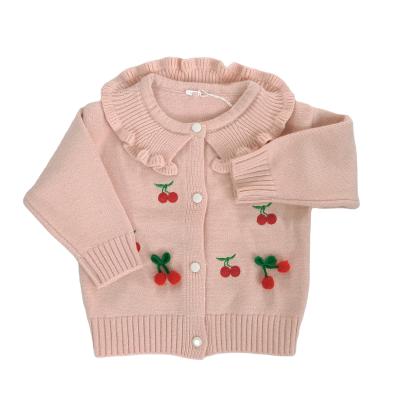 China Girls Anti-Shrink Ruffled Jacket Baby Shawl Coat Knitted Sweater New Cute Sweater Autumn Cardigan for sale