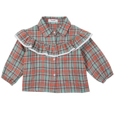 China Girls anti-shrink spring new shirt autumn baby long-sleeved shirt children threw themselves girls plaid shirt for sale