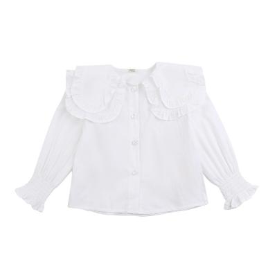 China New Baby Discarded Collar Shirt Girls Autumn Anti-Shrink Shirt Female Slim Sleeve Trumpet White Shirt for sale