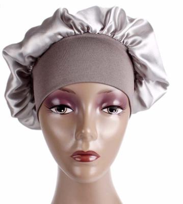 China Wholesale Double Layer Satin Hood Custom LOGO Custom Wide Band Solid Color Satin Hood Sleep Hood Silk Hair Accessories for sale