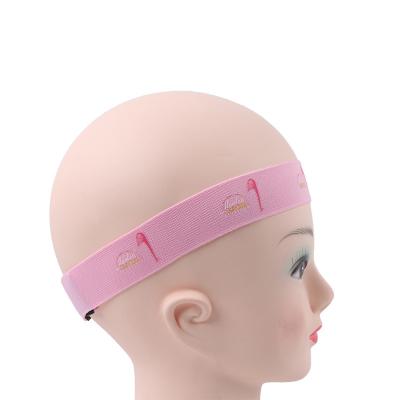 China Moq Logo Printed Fashionable Elastic Head Band Adjustable Elastic Bottom Band Custom Made Wigs Elastic Headband For Wigs for sale