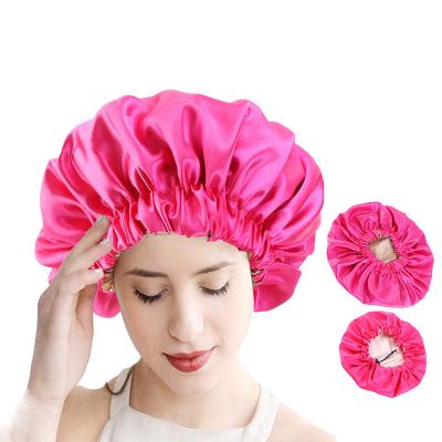 China Mommy and Me Wholesale Good Quality Satin Hood Double Layer Satin Hoods Personalized Custom LOGO Silk Hood Hair Accessories Custom Double Layer Sleep Hair for sale