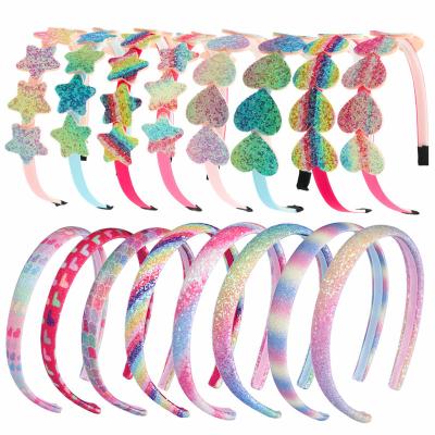 China Cute Sweet Christmas Girl Hair Accessories Heart Printed Sequins Glitter Sparkle Women Headband Mermaid Rainbow Bling Headbands For Girls for sale