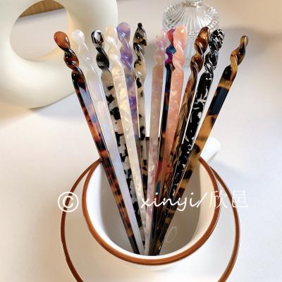 China High Quality Satin Hairpin Clasp Headband Women Girls Love Retro Vintage Acetate Hairpin Clasp Hair Stick Stick Chopsticks Bun Twisted Hair Pick Pins long for sale