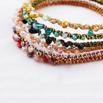 China 2021 Fashionable High Quality Crystal Headbands Diamond Beaded Thin Girls Headbands for sale