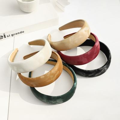 China 2021 New Arrival Autumn Winter Fashion Headbands Hair Women Hair Accessories Women Wide PU Suede Tie Dye Leather Headband Sponge Padded Headband for sale