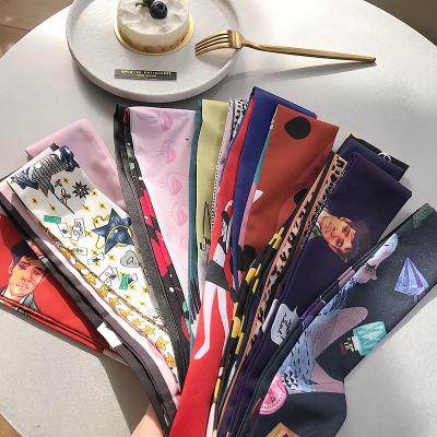 China Colorful silk satin hair wraps Christmas sale gift wrap bow tie silk hair wraps top chic fold friendly material for sale