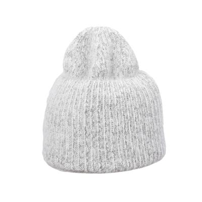 China COMMON Hot Sale Women Knitted Beanie Hat Winter Warm Knit Skull Caps Custom Logo Woman Long Hair Angora Beanies for sale