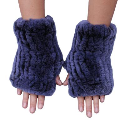 China Winter Real Rex Rabbit Fur Women Warmer Elastic Fur Gloves Comfortable Fashion Girl Mittens Genuine Fingerless Wrist Fluffy Gloves for sale