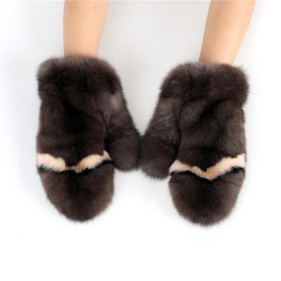 China Warm Gloves Mink Fur Mittens Wrist Warmer Genuine Winter Eco-Friendly Real Sandy Women Luxury Fluffy Fur for sale