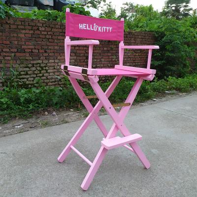 China Durable New Design Portable Foldable Wooden Pink Makeup Artist Chair Customized for sale