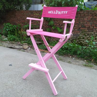 China Durable Hot Selling Portable Foldable Wooden Travel Makeup Artist Portable Pink Chair for sale