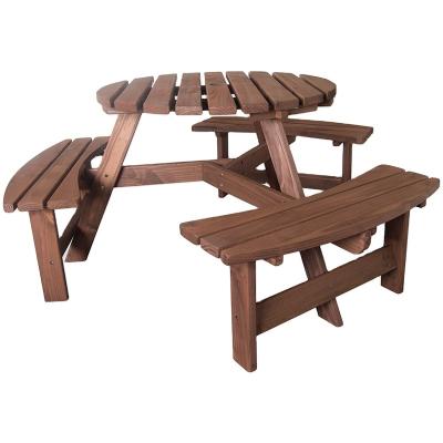 China Wholesale Durable Outdoor Wooden Picnic Beer Garden Round Table for sale