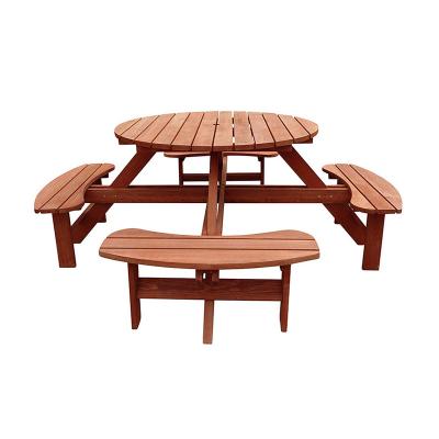 China Durable Wholesale Cheap Price Round Garden Bench Outdoor Wooden Picnic Table for sale