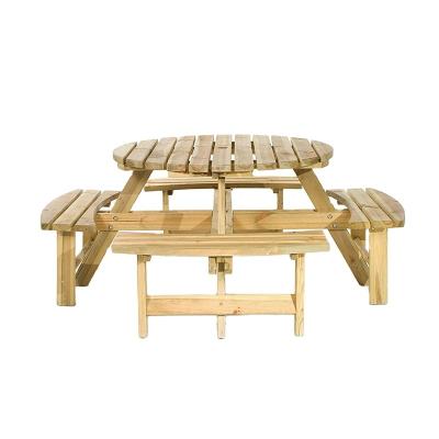 China Durable Outdoor Wooden Round Bottom Price Picnic Beer Garden Table And Bench for sale